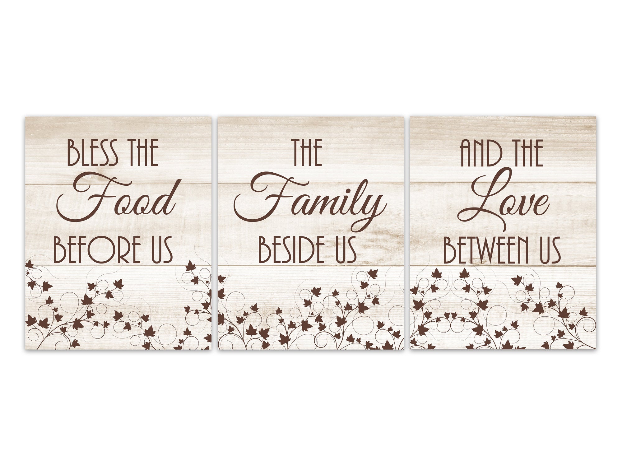 Bless The Food Before Us, The Family Beside Us, Farmhouse Kitchen Decor, Rustic Dining Room Wall Art, Kitchen Quote Canvas - HOME429