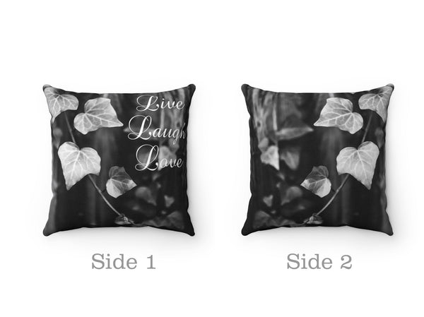 Garden Photo Pillow Cover, Black and White Decor, Botanical Pillow, Throw Pillow, Live Laugh Love Pillow Covers, Accent Pillows - EONS-PLW3