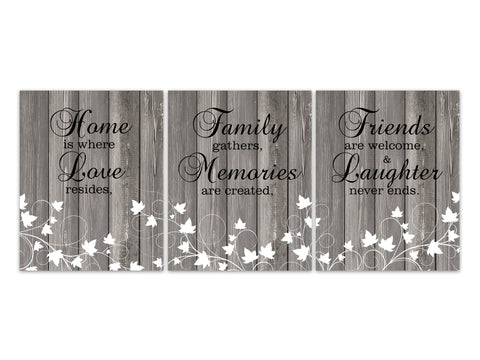 Home Is Where Love Resides Family Quote Art Print, Living Room CANVAS, Rustic Home Decor, Friends and Family Signs, Ivy Kitchen - HOME437