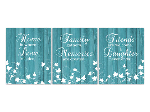 Home is Where Love Resides, Family Signs, Teal Home Decor CANVAS or PRINTS, Rustic Decor, Farmhouse Ivy Decor, Living Room Decor - HOME438
