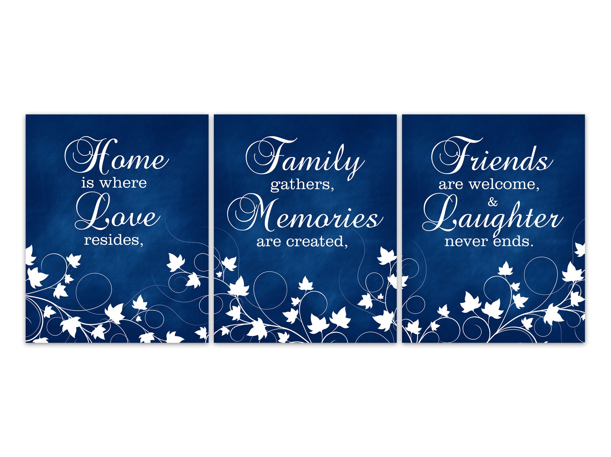 Blue Home Decor CANVAS or Wall Art Prints, Home Is Where Love Resides Family Quote Art, Family and Friends Signs, Entryway Decor - HOME444