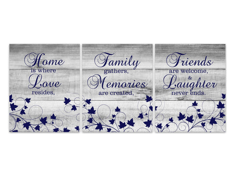 Family Blessing Signs, Home Is Where Love Resides, Gather Signs, Farmhouse Decor CANVAS, Dining Room Wall Art, Gray Kitchen Decor - HOME447