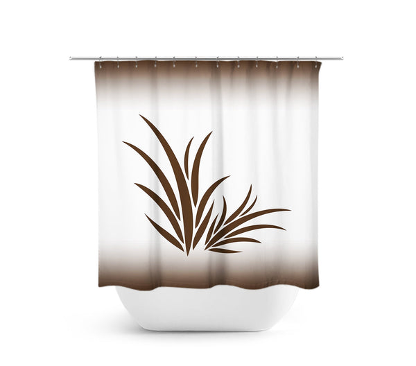 Tropical Paradise Brown & White Fabric Shower Curtain - SHOWER8