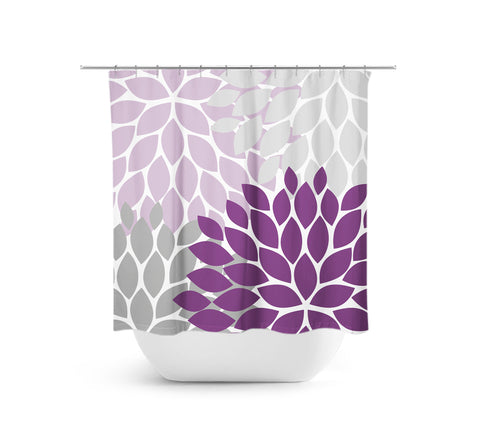 Purple and Gray Flower Burst Shower Curtain - SHOWER23