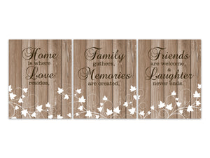 Farmhouse Decor Wall Art Prints, Home Decor Canvas, Home is Where Love Resides, Memories are Made, Family Signs, Entryway Decor - HOME439