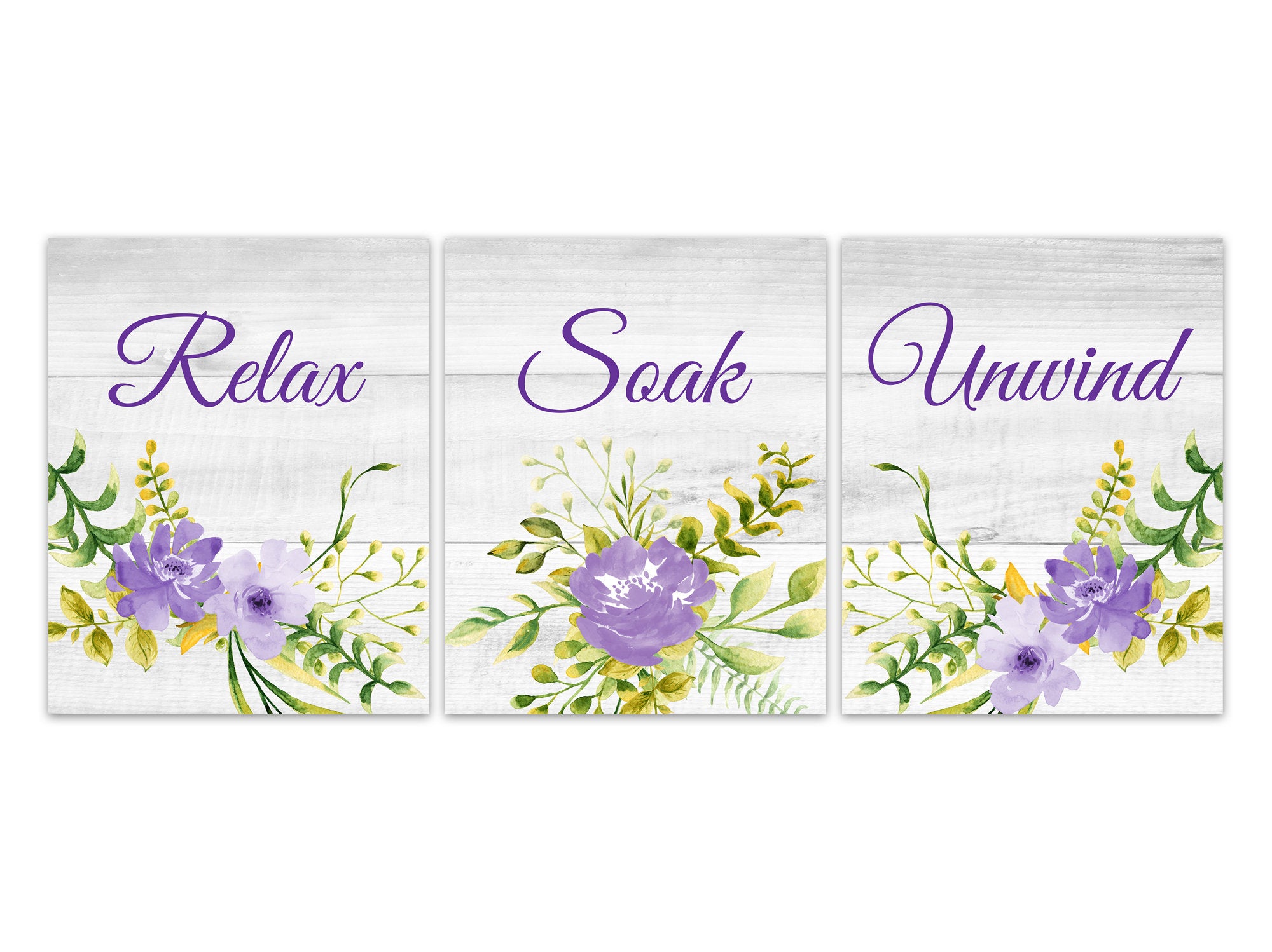 Relax Soak Unwind Bathroom Decor, Farmhouse Decor CANVAS or Wall Art PRINTS, Farmhouse Bathroom, Girls Bathroom, Lavender Bathroom - BATH303