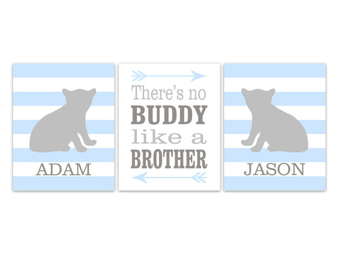 Personalized Bear Brothers Nursery 3pc Wall Art "There's No Buddy Like a Brother" - KIDS307