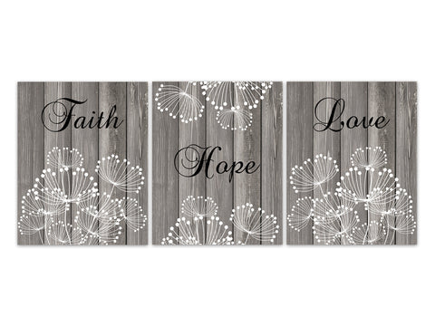 Faith Hope Love, Farmhouse Wall Decor, Rustic Home Decor CANVAS, Living Room Decor, Ivy Art Prints, 1 Corinthians 13, Bible Verse - HOME516