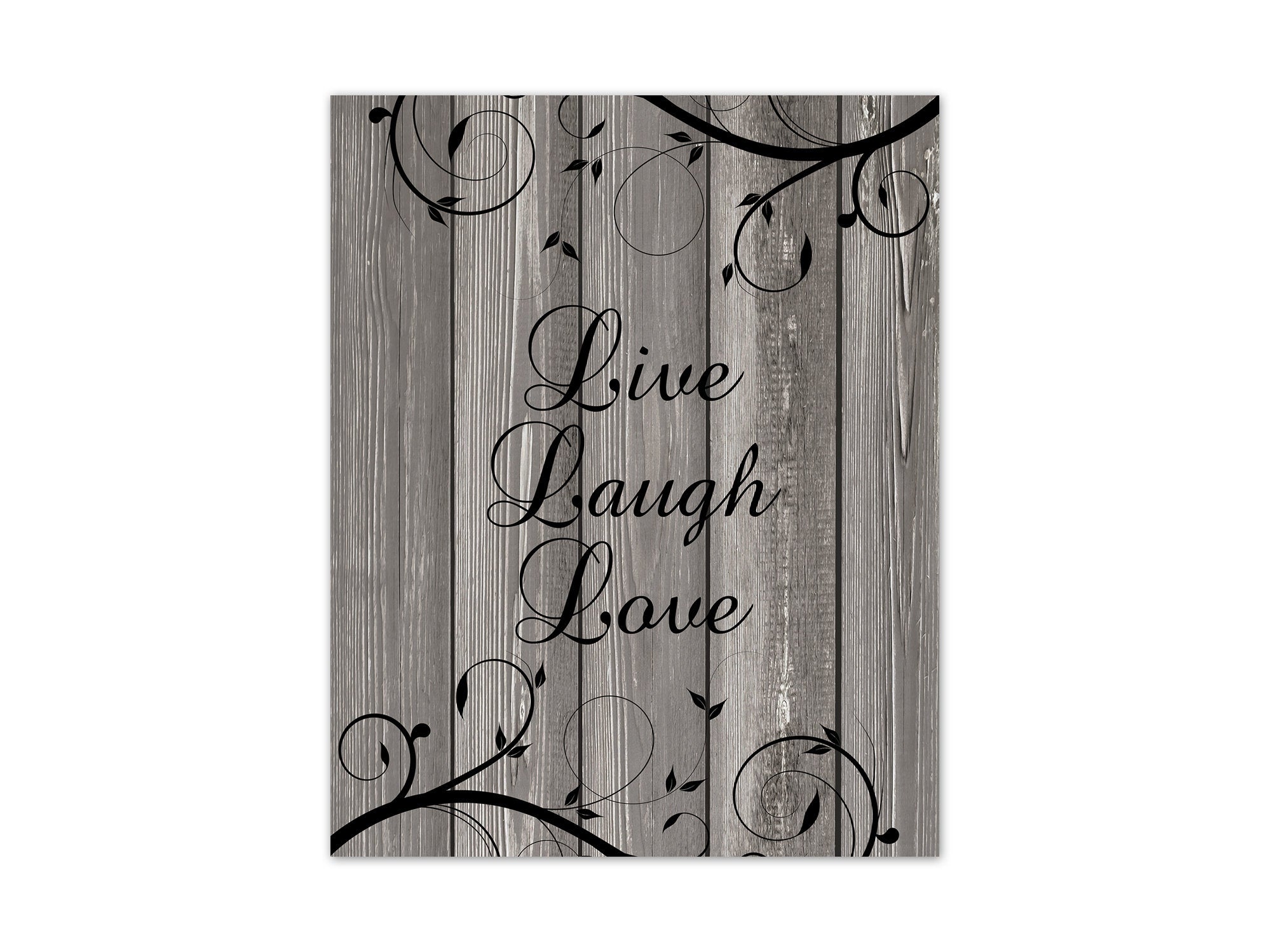 Gray & Black Farmhouse Décor Scroll Wall Art - "Live Laugh Love" - HOME475