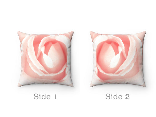 Flower Pillow Cover, Pink White Accent Pillow, Pink Home Decor, Pink Bedroom Decor, Decorative Throw Pillow, Rose Photo Pillow - EONS-PLW13