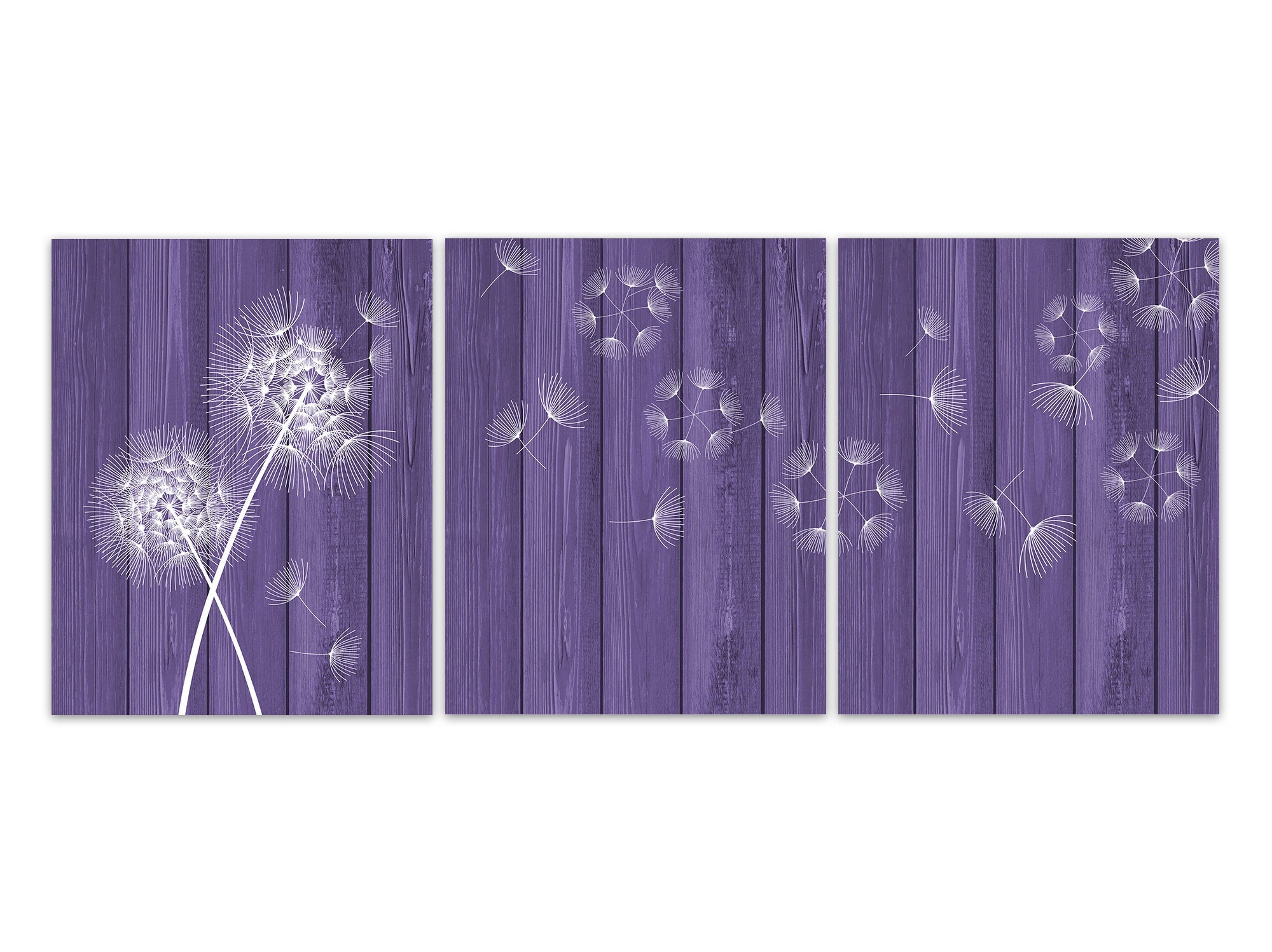Blowing Dandelion Art, Dandelion Bathroom Wall Decor, Purple Home Decor CANVAS, Dandelion Bedroom Decor, Dandelion Nursery - HOME484