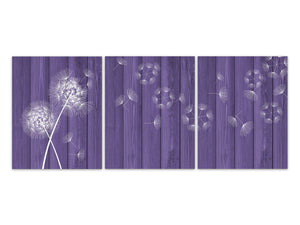Blowing Dandelion Art, Dandelion Bathroom Wall Decor, Purple Home Decor CANVAS, Dandelion Bedroom Decor, Dandelion Nursery - HOME484