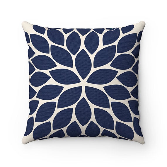 Blue, Turquoise & Gray Flower Burst Decorative Throw Pillow - PIL98