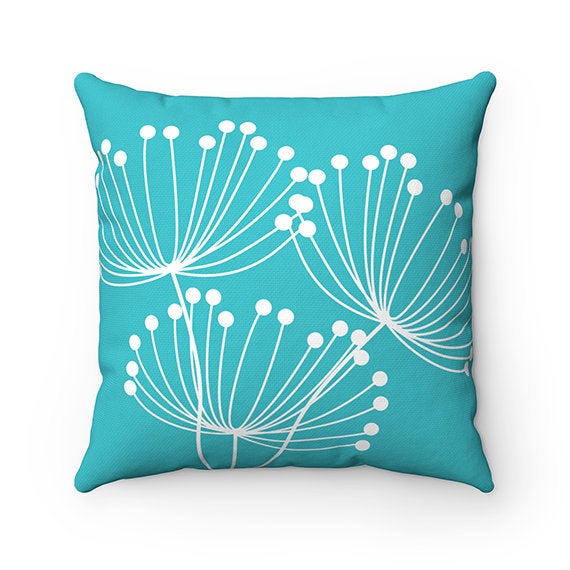 Aqua Pillow Covers, Dandelion Pillow Cover, Turquoise Throw Pillow Cover, Accent Pillow, Modern Home Decor, Aqua Nursery Pillow - PIL88