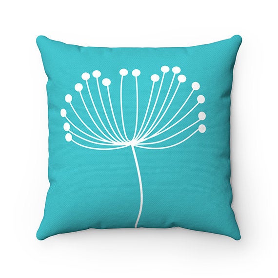 Aqua Pillow Covers, Dandelion Pillow Cover, Turquoise Throw Pillow Cover, Accent Pillow, Modern Home Decor, Aqua Nursery Pillow - PIL88