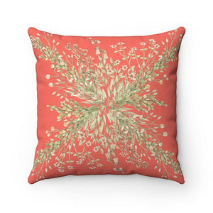 Floral Pillow Cover, Coral Throw Pillow, Couch Pillow, Flower Pillow Case, Girl Nursery Pillow, Coral Flower Bedding, Cottage Decor - PIL84