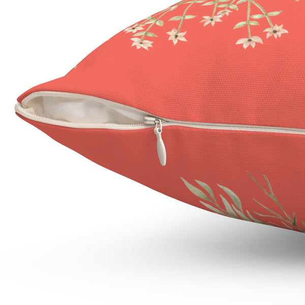 Floral Pillow Cover, Coral Throw Pillow, Couch Pillow, Flower Pillow Case, Girl Nursery Pillow, Coral Flower Bedding, Cottage Decor - PIL84