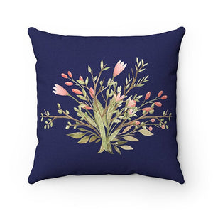 Floral Pillow Cover, Blue Throw Pillow, Couch Pillow, Flower Pillow Case, Girl Nursery Pillow, Blue Flower Bedding, Cottage Decor - PIL82