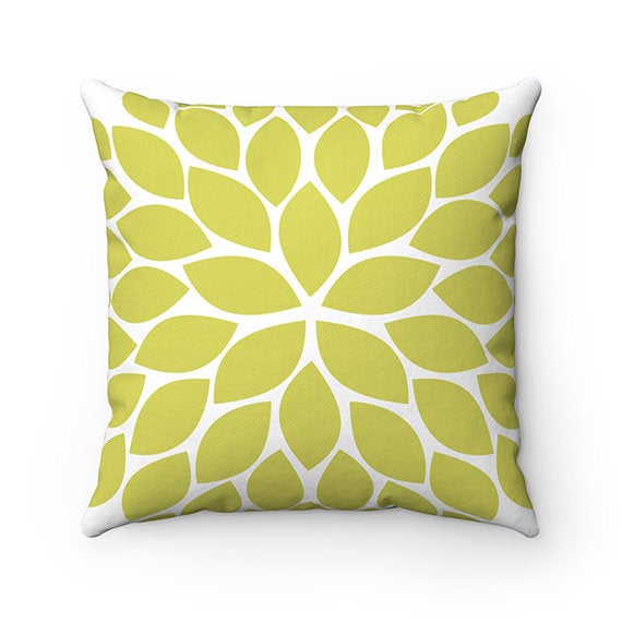 Green Black Gray Throw Pillow Cover, Apple Green Pillow, Green Gray Floral Accent Pillow, Couch Cushion, Black ad Green Home Decor - PIL76