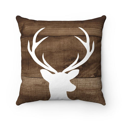 Buck Deer Head Antlers Pillow Cover, Mountain Cabin Decor, Rustic Home Decor, Mountain Accent Pillows, Farmhouse Pillow Cover - PIL65