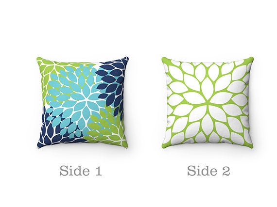 Throw Pillow Cover, Flower Burst Pillow Cover, Accent Pillow, Modern Home Decor, Blue Green Pillow Cover, Nursery Pillow - PIL41