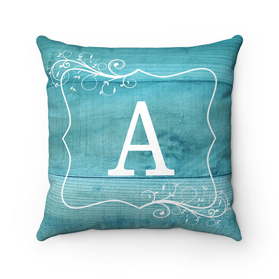Home Sweet Home Pillow, Rustic Home Decor, Farmhouse Accent Pillow, Teal Throw Pillow Cover,Monogram Pillow Cover, Housewarming Gift - PIL35