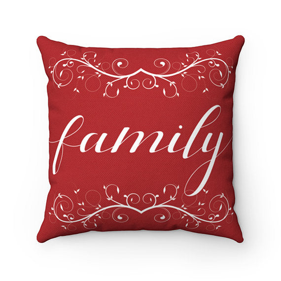 Red Pillows Covers 20x20, Throw Pillow Covers, Made in USA Love Pillow, Family Pillow, Housewarming Gift, Decorative Accent Pillows - PIL25