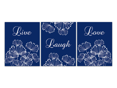 White Dandelion Art, Blue Home Decor CANVAS, Blue Bathroom Wall Decor, Blue Dandelion Bedroom Decor, Nursery Wall Art, Floral Art - HOME510
