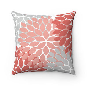 Coral Pillow Cover, Flower Burst Pillow Cover, Square Throw Pillow Cover, Accent Pillow, Modern Home Decor, Coral Nursery Pillow - PIL21