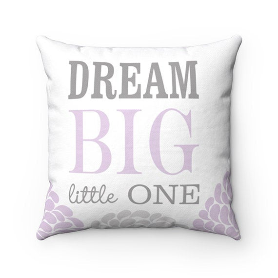 Dream Big Little One, Nursery Throw Pillow COVER, Dream Big Pillow, Personalized Decorative Accent Pillow, Lavender Nursery Pillow - PIL20