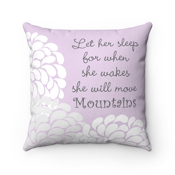 Nursery Throw Pillow COVER, Let Her Sleep Quote, Girl Nursery Bedding, Nursery Decor, Lavender Nursery Pillow, Rocking Chair Pillow - PIL10