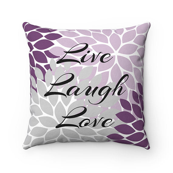 Throw Pillow COVERS with Words Live Laugh Love, Purple Throw Pillows, Decorative Pillows, Home Decor, Couch Pillows, Accent Pillows - PIL1