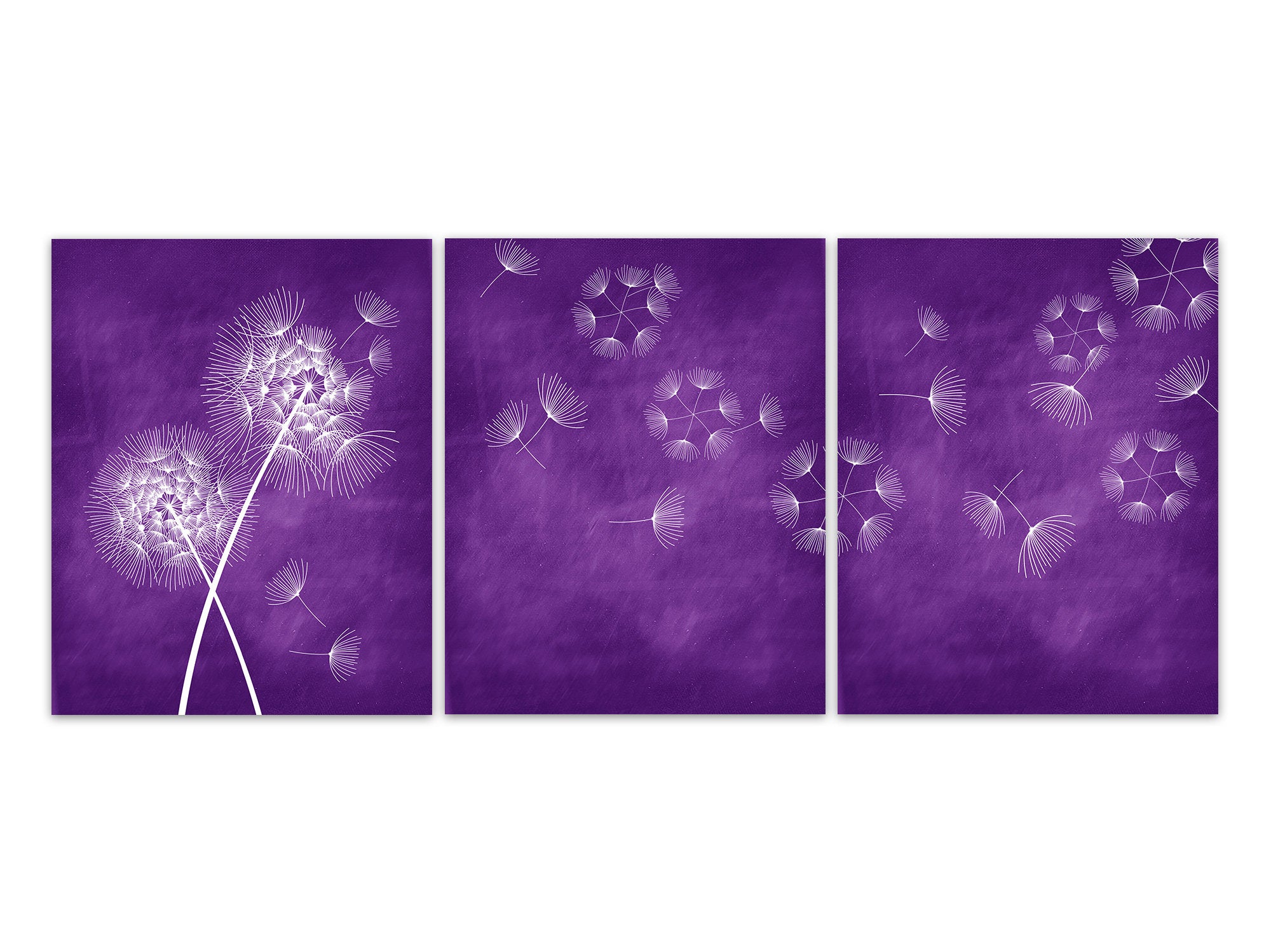 Blowing Dandelion Art, Purple Home Decor CANVAS, Dandelion Bathroom Wall Decor, Dandelion Bedroom, Dandelion Nursery Wall Art - HOME526