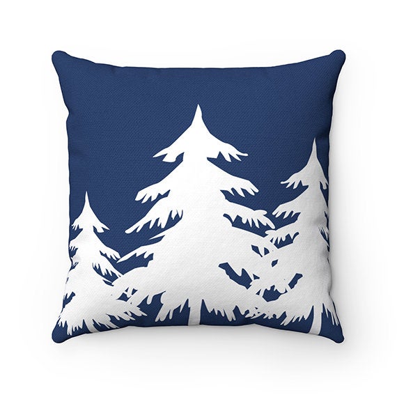 Woodland Home Decor, Blue Buck Deer Head Antlers Pillow Cover, Mountain Cabin Decor, Mountain Accent Pillows, Blue Pillow Cover - PIL113