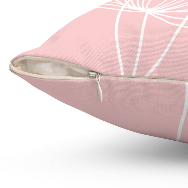 Pink Pillow Covers, Dandelion Throw Pillow Cover, Accent Pillow, Floral Home Decor, Pink Nursery Pillow, Pink Dandelion Decor - PIL115