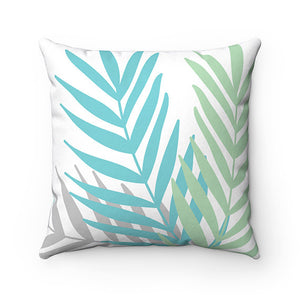 Aqua Throw Pillow Cover, Palm Leaves Pillow Cover, Accent Pillow, Tropical Home Decor, Sea Glass Pillow Cover, Aqua Green Pillow - PIL109