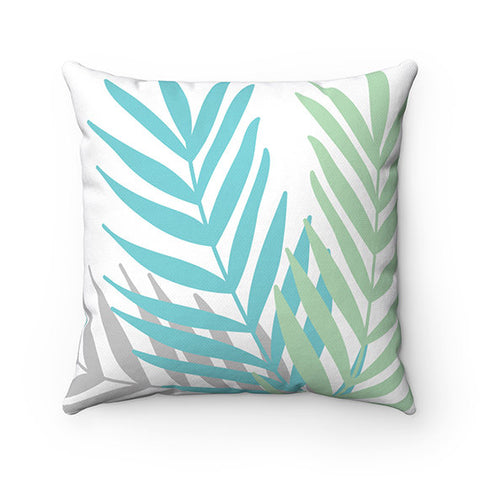 Aqua Throw Pillow Cover, Palm Leaves Pillow Cover, Accent Pillow, Tropical Home Decor, Sea Glass Pillow Cover, Aqua Green Pillow - PIL109