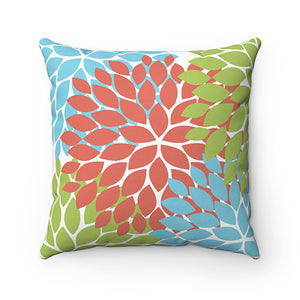 Orange fle and turquoise pillows