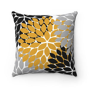 Yellow and Black Pillow Covers, Flower Burst Pillow Cover, Mustard Throw Pillow Cover, Nursery Pillow, Yellow Home Decor, 18x18 - PIL90