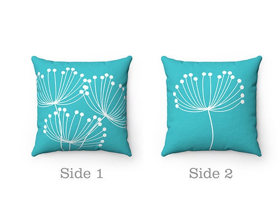 Aqua Pillow Covers, Dandelion Pillow Cover, Turquoise Throw Pillow Cover, Accent Pillow, Modern Home Decor, Aqua Nursery Pillow - PIL88