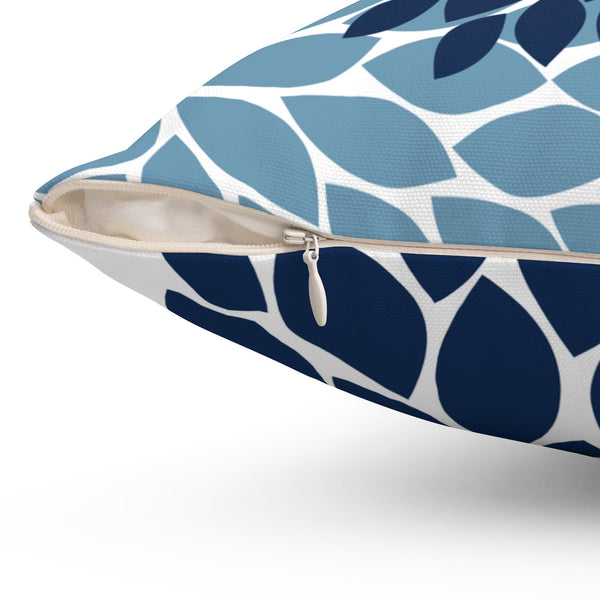 Green and Blue Throw Pillow Cover, Green Pillow, Blue Floral Accent Pillow, Couch Cushion, Modern Home Decor, Blue Dahlia Bedroom - PIL77