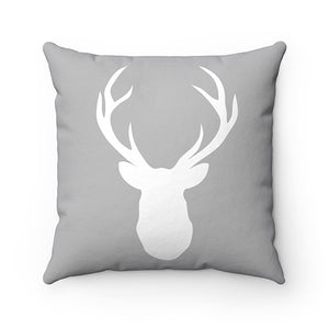 Mountain Cabin Decor, Rustic Home Decor, Gray Buck Deer Head Antlers Pillow Cover, Mountain Accent Pillows, Farmhouse Pillow Cover - PIL72