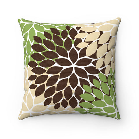 Brown and Green Pillow Covers, Flower Burst Pillow Cover, Throw Pillow Cover, Accent Pillow, Modern Home Decor, Nursery Pillow - PIL69