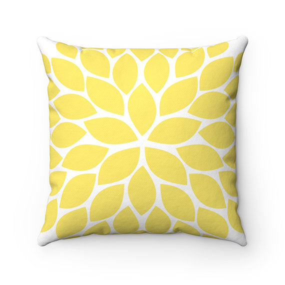 Yellow Gray Pillow Cover, Floral Nursery Throw Pillow, Rocking Chair Pillow, Flower Pillow Case, Accent Pillow, Girls Room Decor - PIL60