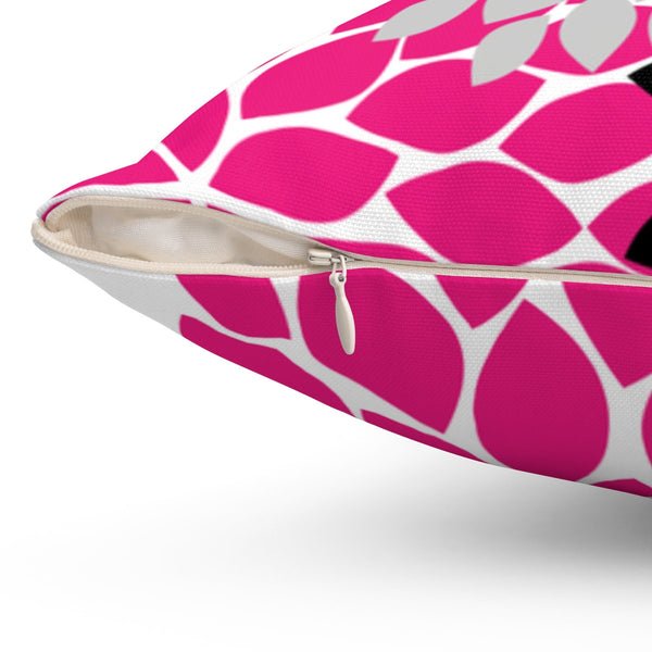 Throw Pillow Cover, Hot Pink and Black, Flower Burst Pillow Cover, Accent Pillow, Fuchsia Modern Home Decor, Fuchsia Pillow Cover - PIL55