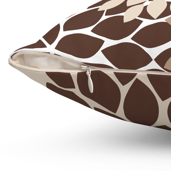 Brown, Tan & White Flower Burst Decorative Throw Pillow - PIL43