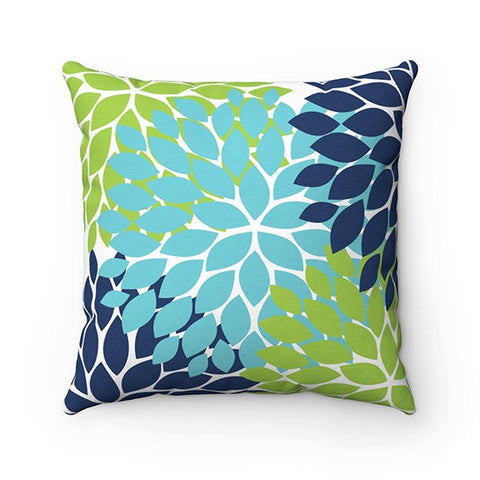 Throw Pillow Cover, Flower Burst Pillow Cover, Accent Pillow, Modern Home Decor, Blue Green Pillow Cover, Nursery Pillow - PIL41