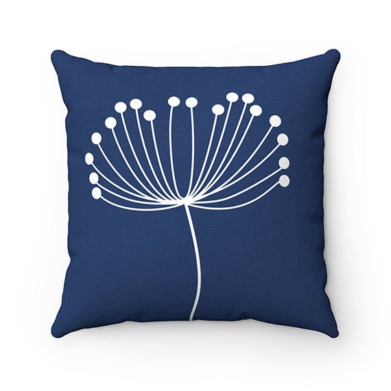 Blue Pillow Covers, Dandelion Throw Pillow Cover, Accent Pillow, Modern Home Decor, Nursery Pillow, Dandelion Decor, Blue Home Decor - PIL34