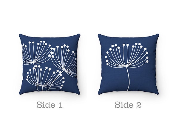 Blue Pillow Covers, Dandelion Throw Pillow Cover, Accent Pillow, Modern Home Decor, Nursery Pillow, Dandelion Decor, Blue Home Decor - PIL34