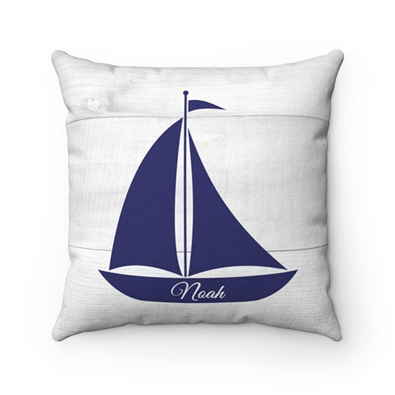 Nautical Nursery Throw Pillow Cover, Let Your Dreams Set Sail, Rocking Chair Pillow, Personalized Nursery Pillow, Boy Room Decor - PIL27